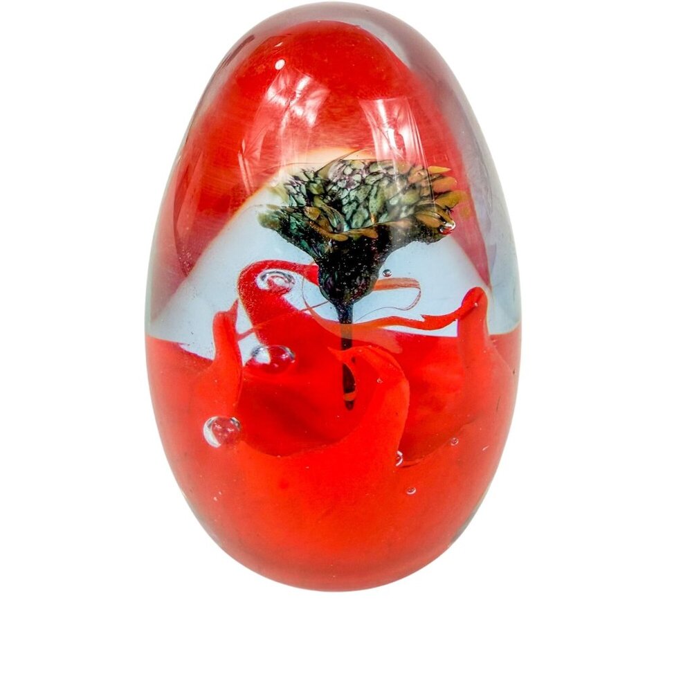 Caithness Scotland Red Poppy Egg Shaped Paperweight Limited Edition 27/500 2000